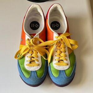 Colorful Women's Sneakers with Yellow Laces